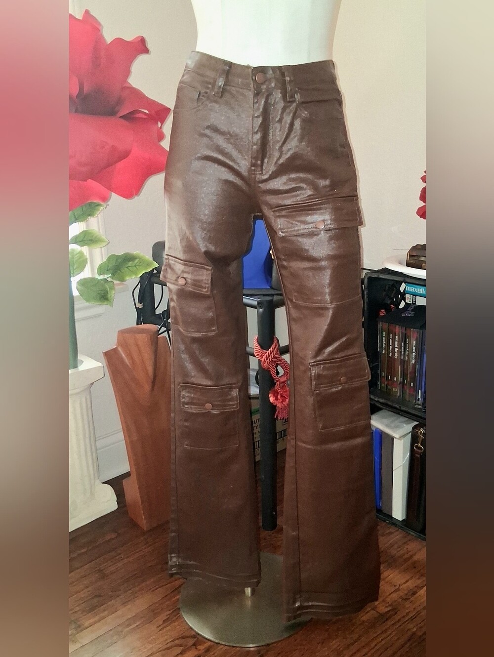 Faux Leather Cargo Pants